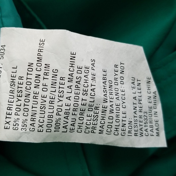 80s Vintage Emerald Green Trench Coat Maxi Lenght Size Large - Picture 12 of 12